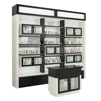 Aménagement de magasin de cosmétiques noir et blanc, présentoirs sur mesure pour maquillage, étagères LED, gondoles, comptoirs, équipement de magasin, OEM ODM