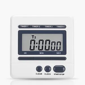 KH-TM049 Kualitas Tinggi LCD Digital Countdown Menampilkan 4 Channel Dapur Memasak Timer dengan Pengaturan Jam