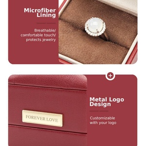 Custom <b>Match</b> <b>Boxes</b> for Jewelry Vintage High End Pu Leather Jewelry Box Microfiber Lining with Gold Metal Personalized Brand logo - Product Image 2