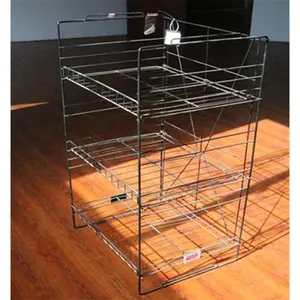 Simple custom retail shelving 3 tiers Metal Display Fixture metal wire basket display stand rack suppliers metal display basket