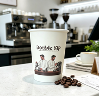 Ensemble de gobelets en papier jetables à double paroi, écologiques, de qualité alimentaire, créatifs et déchirables, avec couvercle, pour café, lait, thé chaud, à emporter, usage commercial