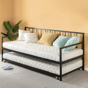 2021 baru pabrik grosir modern logam besi baja wronght trundle day bed daybed