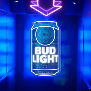 Drop Shipping Bar Teken Restaurant Bier Merk Reclame Bord Knop Lichte Woorden Logo 3d Neon Bord Custom Uv Print Led Neon Licht