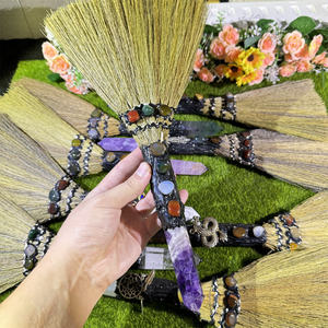 Balais de cristal en pierre de guérison, matériaux mixtes, balais d'améthyste de rêve pour la décoration, vente en gros - Product Image 4