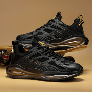 Zapatillas Deportivas para Hombre, para Todas las Temporadas, de Corte Bajo, para Correr, con Detalles en Negro y Dorado, Cómodas, con Cordones, Suela de Goma Resistente y Antideslizante - Product Image 3