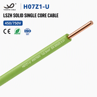 Câble unipolaire sans gaine sans halogène H07Z1-U 450/750V, conducteur en Cu massif 6, 10, 16 mm² LSZH, pour câblage de bâtiments publics, sécurité