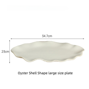 <span class=keywords><strong>Assiette</strong></span> en céramique blanche en forme de coquille d'huître, fabriquée à la main, jetable, pour les fêtes, les restaurants, les plats de fruits de mer, les salades, les sashimis - Product Image 4