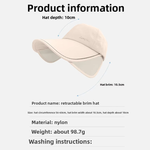 <span class=keywords><strong>Gorra</strong></span> de <span class=keywords><strong>Sol</strong></span> de Nylon con Logotipo Personalizado de Fábrica, Visera Extensible, Protección UV, para Verano, Bajo MOQ para Venta al Por Mayor - Product Image 3