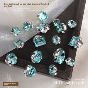 Paso Sico Ice Sea Blue Solid Glass Crystal Paved Rhinestone Nail Art Charm Super-Flashy No Back Setting-Egg-Shaped Long Straight - Product Image 4