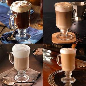 طقم من 6 أكواب قهوة إيرلينية ، أوز ، أكواب قهوة إريكية بمقبض زجاجي وقاعدة جذعية - Product Image 5