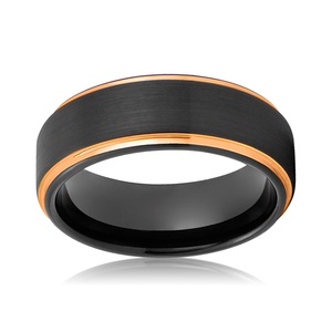Bagues en tungstène à deux tons pour hommes, bijoux noir et Rose or - Product Image 4
