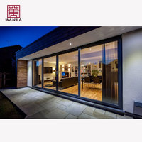 WANJIA Portes coulissantes en verre en aluminium Cadre en aluminium personnalisé Porte coulissante intérieure silencieuse