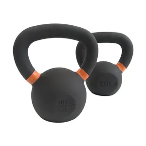 Gym fitness equipment Powder Coated 4-100 kg Cast Iron Kettlebells with Color Strip for Gym fitness equipment