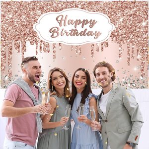 Pink Rose Golden Alles Gute zum Geburtstag Hintergrund Glitter Diamonds Muttertag Alles Gute zum Geburtstag Hintergrund Mädchen Süß 16 18. Geburtstag P. - Product Image 2