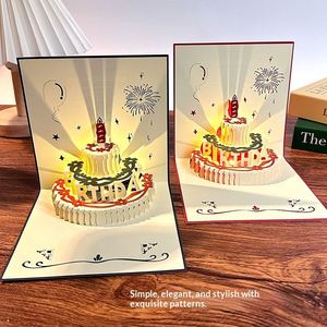 Carte de vœux 3D pop-up Joyeux Anniversaire avec bougie musicale lumineuse, carte de note vierge et enveloppe – Stock US - Product Image 2