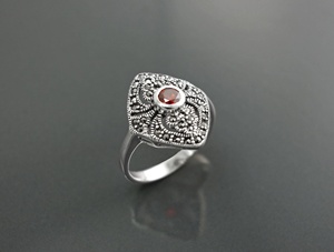 Fabricant Design unique Zircon cubique noir <span class=keywords><strong>Bague</strong></span> en <span class=keywords><strong>marcassite</strong></span> d'inspiration égyptienne vintage en <span class=keywords><strong>argent</strong></span> ancien personnalisée - Product Image 2