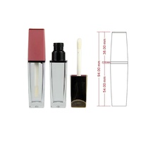 Tube de brillant à lèvres transparent en ABS avec capuchon rose, grande brosse, flacon rechargeable DIY, emballage cosmétique personnalisé Yan Xing avec marquage à chaud