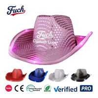 Nouveau paillettes étincelantes LED lumières accrocheur vente chaude chapeau de Cowgirl personnalisé Disco feutre européen et américain adulte chapeau de Cowboy