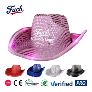 Nuevo brillo brillante LED luces llamativo Venta caliente <span class=keywords><strong>sombrero</strong></span> <span class=keywords><strong>de</strong></span> vaquera personalizado disco fieltro europeo y americano adulto <span class=keywords><strong>sombrero</strong></span> <span class=keywords><strong>de</strong></span> <span class=keywords><strong>vaquero</strong></span> - Product Image 1