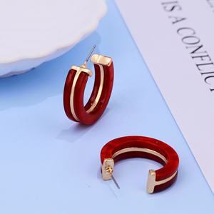 Boucles d'oreilles créoles en forme de C vintage bohème, bijoux de mode pour femmes en alliage pour les fêtes, les vacances, la Saint-Valentin, cadeau parfait - Product Image 2