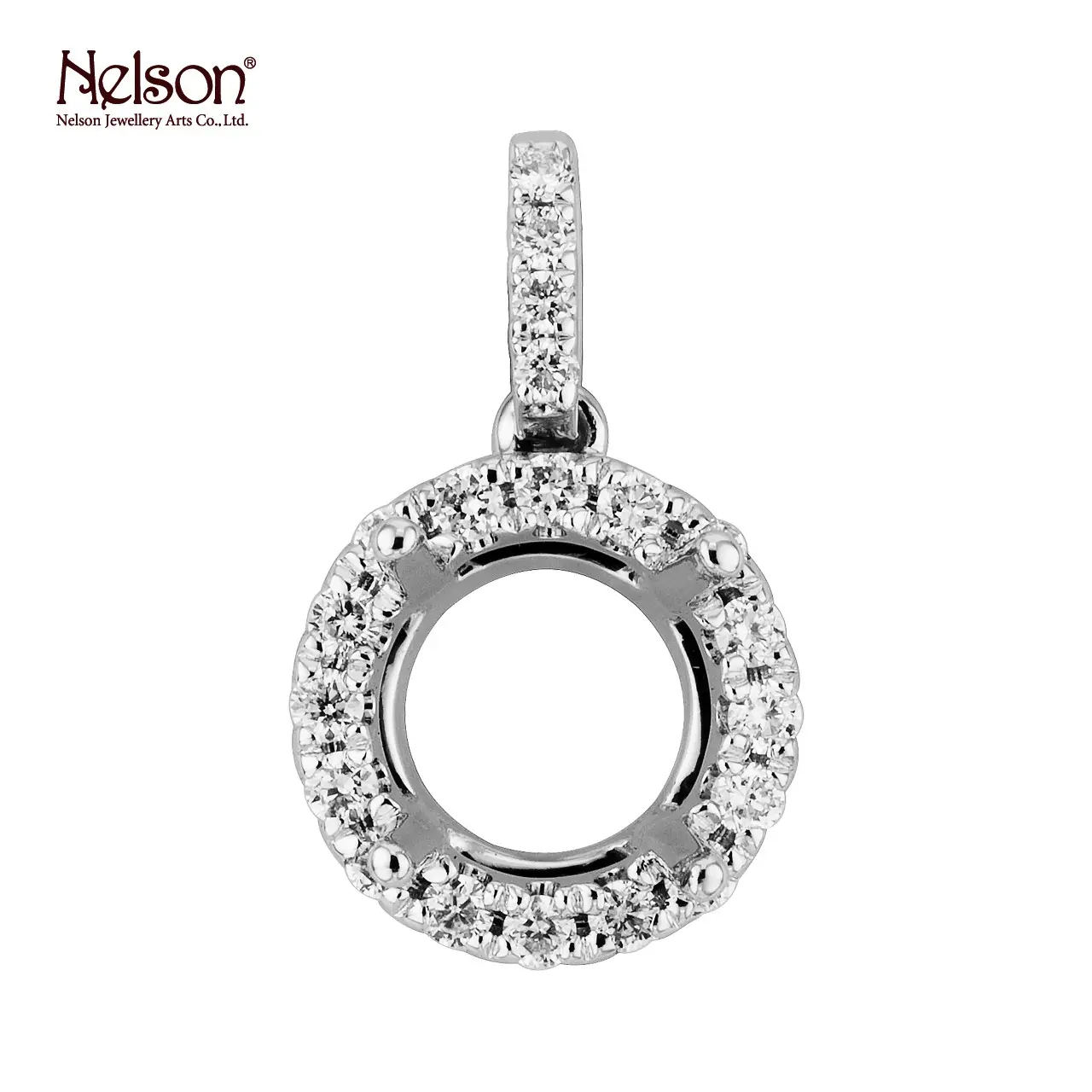 Top Quality Wholesale Price Factory OEM ODM Trendy Classic 18K 750 White Gold Solitaire Natural Diamond Pendant Semi-Mount