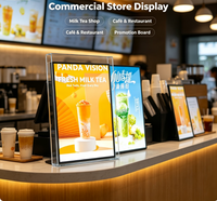 Boîte lumineuse publicitaire LED en verre trempé ultra-mince avec insertion supérieure et affichage rapide pour affichage de menus de restaurant