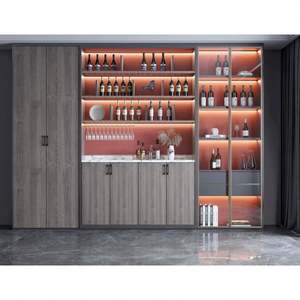 Living Dining Room Farmhouse <b>Wine</b> Coffee Bar Cabinet Storage Drawer Kitchen Sideboard Liquor <b>Glass</b> <b>Holder</b> Buffet Rack Cabinet - Product Image 2