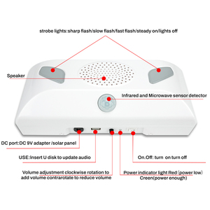 10 Wát ngoài trời không thấm nước loa không dây âm thanh & ánh sáng cảnh báo với chuyển động & lò vi sóng cảm biến an ninh còi báo động - Product Image 2