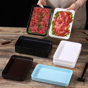 Plato Rectangular de Melamina Imitación Porcelana para Hot Pot, con Diseño de Montaña y Brisa Montañesa, de Mountain Factory, con Diseño de Res y Leche - Product Image 1