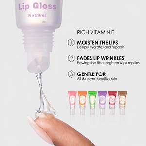 Huile à lèvres hydratante et brillante multi-couleurs aux saveurs de fruits, enrichie en vitamine <span class=keywords><strong>E</strong></span>, longue duré<span class=keywords><strong>e</strong></span>, soin des lèvres – Approvisionnement direct usine - Product Image 2