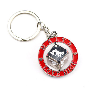 Fabricación logotipo personalizado <span class=keywords><strong>Malta</strong></span> Bielorrusia país recuerdo llavero 3D Metal dados Spinning llavero - Product Image 3