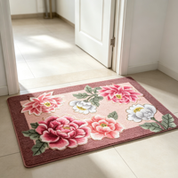 Paillasson floral pivoine antidérapant et absorbant, motif fleur rose vintage, pour intérieur et extérieur, entrée de maison