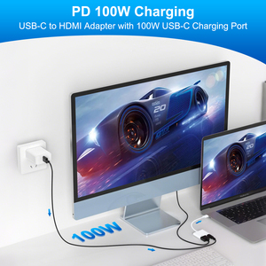 Adaptateur <span class=keywords><strong>USB</strong></span> <span class=keywords><strong>C</strong></span> <span class=keywords><strong>2</strong></span> ports vers HDTV, convertisseur Type-<span class=keywords><strong>C</strong></span> <span class=keywords><strong>2</strong></span>-en-1 avec sortie HDTV 4K 60Hz et charge PD 100W - Product Image 4