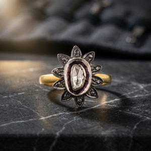 925 Sterling Silver Victorian Diamond Ring Elegant Flower Design Handcrafted Victorian Diamond Rings - Product Image 1
