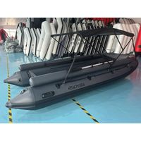Radeau à moteur 15,4 pieds, capacité 8 personnes, avec auvent pliable, support porte-canne, base de montage, et chock de proépaulement pour le sauvetage, fabriqué en Chine, logo personnalisé