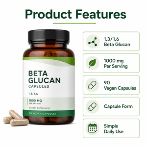 Capsules de bêta-glucane antioxydant de qualité cosmétique, extrait de champignons Reishi, complément alimentaire pour améliorer l'immunité, biologique, végétalien - Product Image 3
