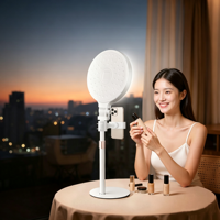 Mini panneau lumineux LED rond de 16 cm, lumière d'appoint pour la beauté, avec trépied de bureau ou de sol pour le streaming en direct et la photographie de portrait