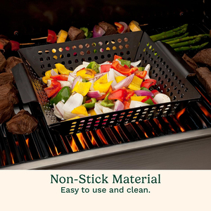 Perforated Design Folding Handles Square Carbon Steel Non-stick BBQ Grill <b>Pan</b> - Product Image 3