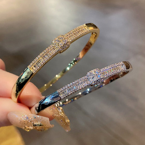 Fashion T-Shaped Cubic Zirconia 18K Gold Plated <b>Bracelet</b> Full Diamond Women's Jewelry Party Geometric Design - Product Image 3