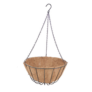 Panier à fleurs suspendu en fibre de coco, rond, avec chaîne en fer, pour la décoration de balcon - Product Image 5