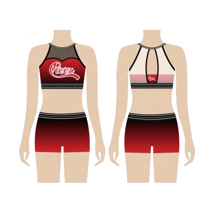 Girls Sublimation Cheer Practice Wear Dance Bra Shorts Cheerleading Perform Wear