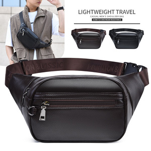 Men's Chest Bag PU Waterproof Lightweight Travel Casual Shoulder Bag For Outdoor Commuter Use - Product Image 1