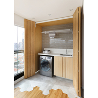 Dernier Design Portes Pliantes en Bois Massif à Lattes pour Intérieur de Maisons, Portes Coulissantes en Bois en Accordéon, Portes de Buanderie