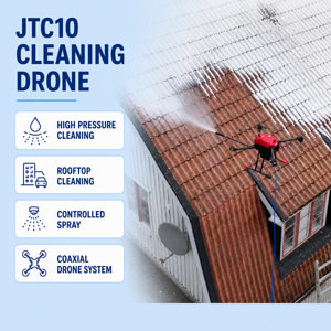 Drone de nettoyage haute pression commercial, système de nettoyage à jet d'eau pour façades de bâtiments, services de nettoyage des murs extérieurs - Product Image 1