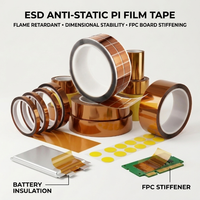 Ruban de film PI antistatique à stabilité dimensionnelle pour le renforcement des cartes de circuits imprimés flexibles (FPC) – Patchs d'étiquettes découpées en polyimide