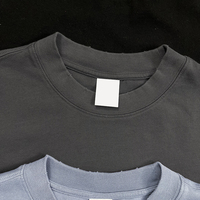 T-shirt thermique streetwear à manches longues double couche délavé à l'acide, coupe ample et oversize de haute qualité, 100% coton, écologique, vintage