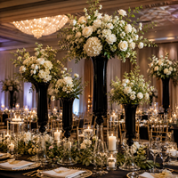 Grands ensembles modernes noir et blanc Vase de mariage floral en verre Centres de table artificiels Vase décoratif Station