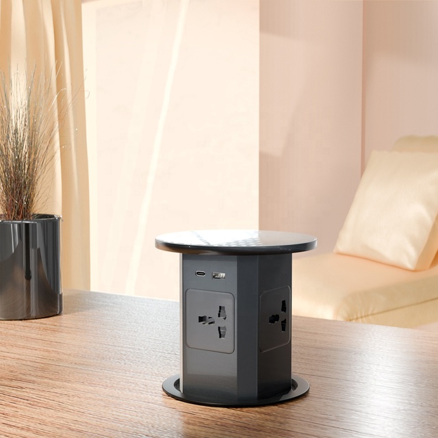 UK Power Socket Plug Hydraulic Pop up Socket With USB Charge Kitchen Office Tabletop Lift Socket Outlet Top Wireless Charge