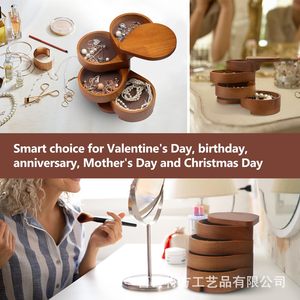 Wooden Jewelry Box Multi Layer Oval Portable <b>Storage</b> For <b>Rings</b> Bracelets Necklaces - Product Image 3