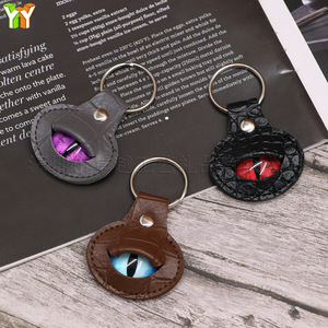 European and American cross-border evil eye <b>keychain</b> PU <b>leather</b> vertical pupil <b>keychain</b> pendant personalized key ring small gift - Product Image 1
